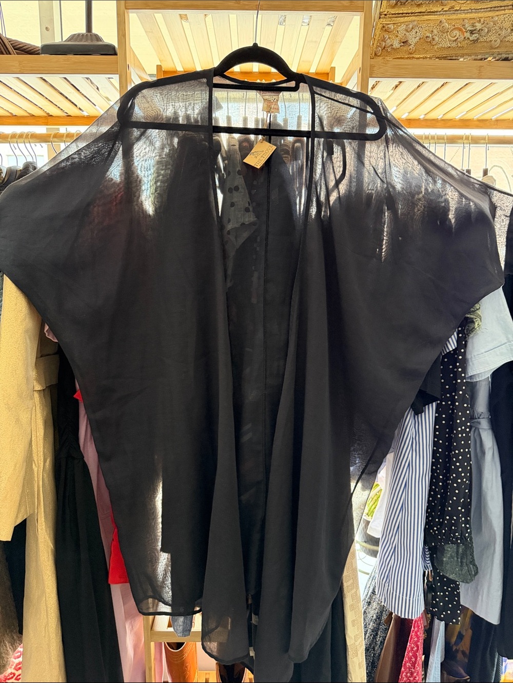 Yves Saint Laurent Black Sheer Beachwear Kimono